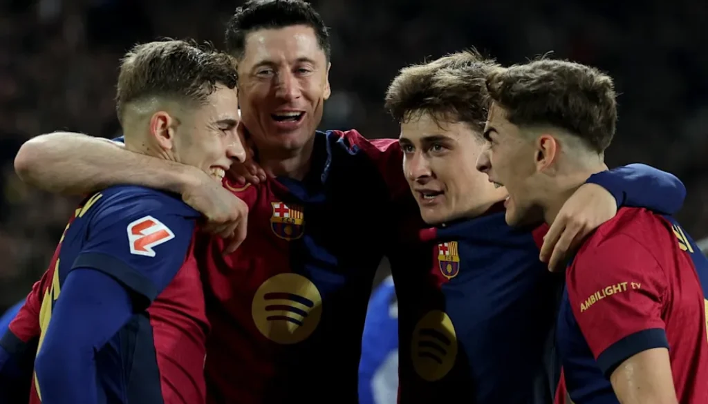 Robert Lewandowski scored Barcelona’s third and final goal against Osasuna (AFP via Getty Images)