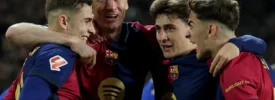 Robert Lewandowski scored Barcelona’s third and final goal against Osasuna (AFP via Getty Images)