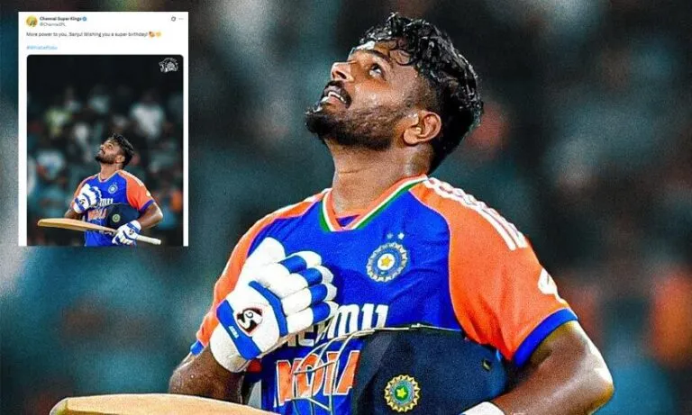 ‘സൂപ്പർ ബർത് ഡേ സഞ്ജൂ..’ പിറന്നാൾ ആശ​ംസകളുമായി ചെന്നൈ; ഡീലുറപ്പിക്കാമെന്ന് ആരാധകർ