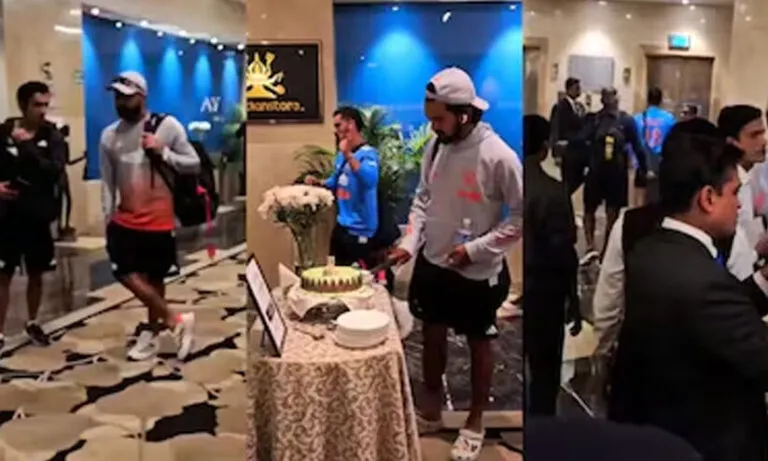 വിളിച്ചിട്ടും കേക്ക് മുറിക്കാനില്ലെന്ന് കോഹ്ലി, ഹോട്ടൽ ലോബിയിൽ രോഹിത്തും ഗംഭീറും തിരക്കിട്ട ചർച്ചയിൽ -വിഡിയോ