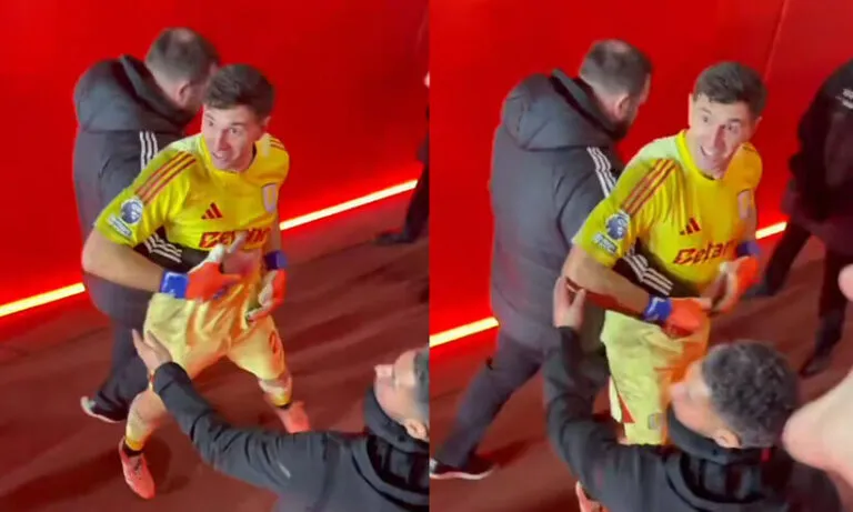 ആഴ്സനലിനോട് നാണംകെട്ട തോൽവി, പിന്നാലെ കൊമ്പുകോർത്ത് ഗോൾകീപ്പർ മാർട്ടിനെസും ആരാധകരും -വിഡിയോ