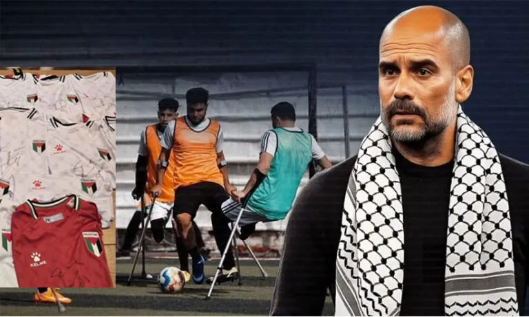 ഇസ്രായേൽ തകർത്ത ശരീരവുമായി ഗസ്സയുടെ ആംപ്യൂട്ട് ഫുട്ബാൾ ടീം; അവരുടെ കോച്ചായി ഗ്വാർഡിയോള; ഒപ്പിട്ട ജഴ്സി സമ്മാനിച്ച് അനുഗ്രഹം