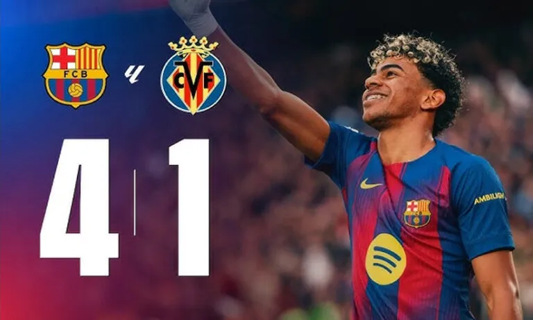 കരിയറിലെ ആദ്യ ഹാട്രിക്കുമായി ലമീൻ യമാൽ; വിയ്യാറയലിനെ തകർത്ത് ബാഴ്‌സലോണ തലപ്പത്ത്