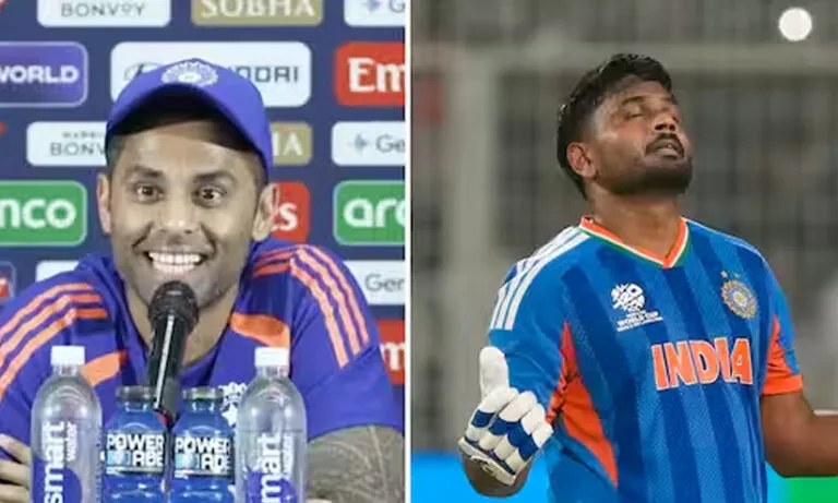 'സഞ്ജുവിനെ ടീമിലെടുക്കുന്നതുമായി ബന്ധപ്പെട്ട് സൂര്യകുമാറിന്റെ പരിഹാസ മറുപടി'; മലയാളി താരത്തിന്റെ തകർപ്പൻ ഇന്നിങ്സിന് പിന്നാലെ വൈറലായി വിഡിയോ