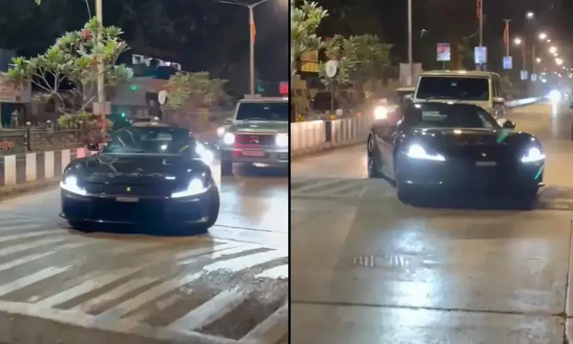 ഫെരാരിയുമായി മുംബൈയിലെ റോഡിൽ ഹാർദിക്; സ്പീഡ് ബ്രേക്കർ മറികടക്കാൻ ‘ക്രിയേറ്റീവ് ടെക്നിക്’