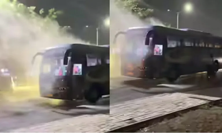 ഐ.പി.എൽ ഫൈനൽ കഴിഞ്ഞ് മടങ്ങവേ ഗുജറാത്ത് ടൈറ്റൻസ് ടീം ബസിന് തീപിടിച്ചു